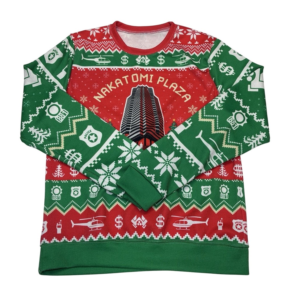 Die Hard Ugly Christmas Sweater Nakatomi Plaza Christmas Party 1998 Mens Medium - Picture 2 of 11